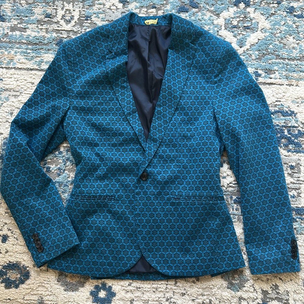 Zara Blue Sport Coat with Intricate Pattern - Picture 4 of 5